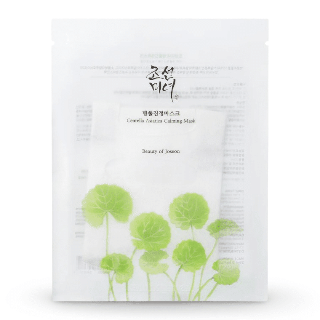Beauty of Joseon Centella Asiatica Calming Mask - soothing sheet mask enriched with 15% Centella Asiatica and hyaluronic acid, designed for sensitive, dry, and irritated skin in a 25ml single-use pack