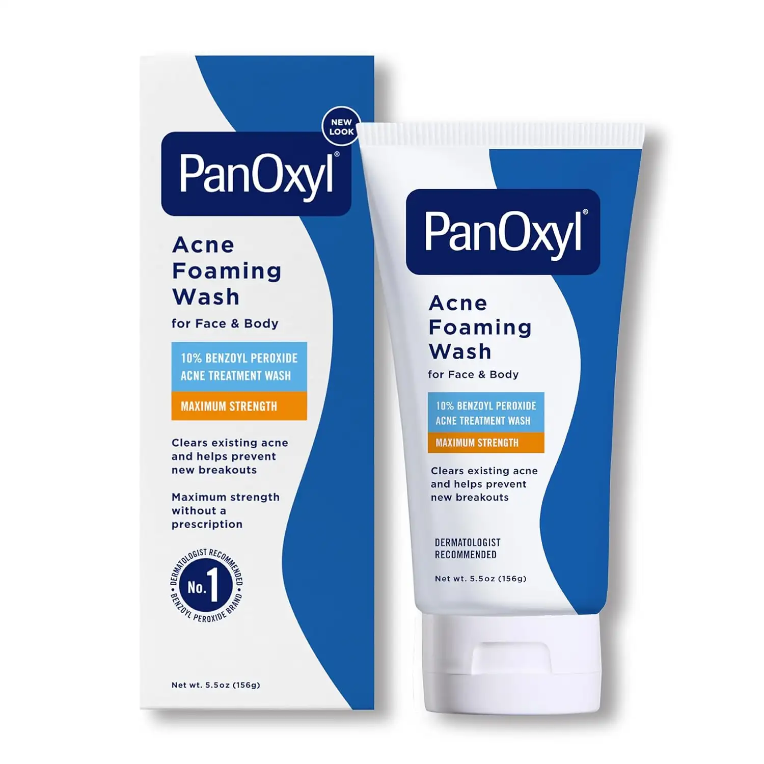 Bottle of PanOxyl Acne Foaming Wash Benzoyl Peroxide 10 % (5.5 oz) set against a white background, showing blue-and-white label and “Maximum Strength” badge—featured image for Pure Skincare Ghana product page promoting powerful benzoyl peroxide acne cleanser.