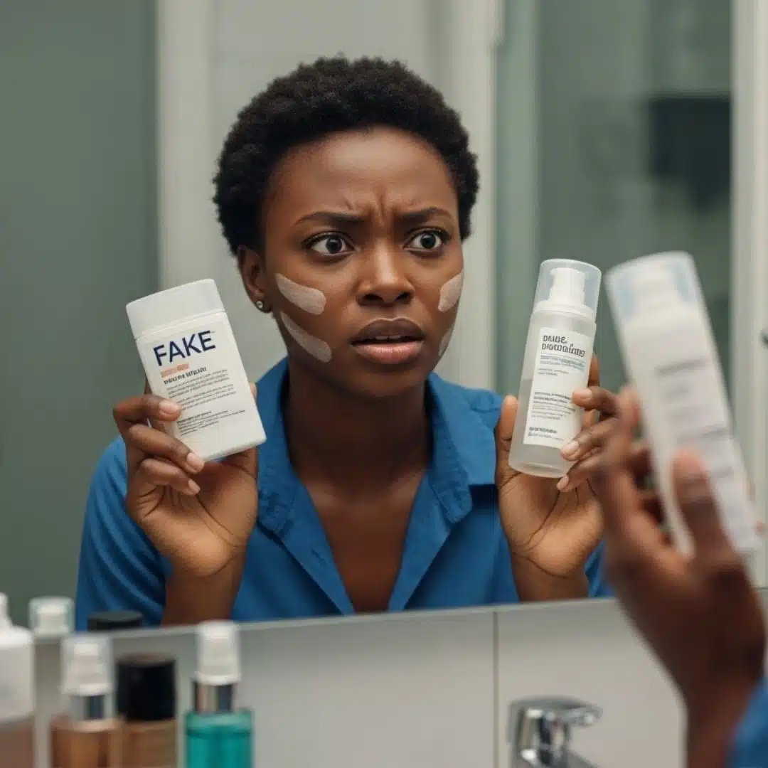 confused woman holding skincare products (1)