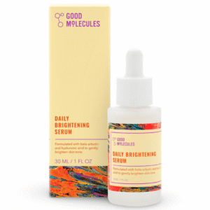 30 ml clear glass bottle of GOOD MOLECULES Daily Brightening Serum with dropper cap, product name label facing front, photographed on a crisp white background.